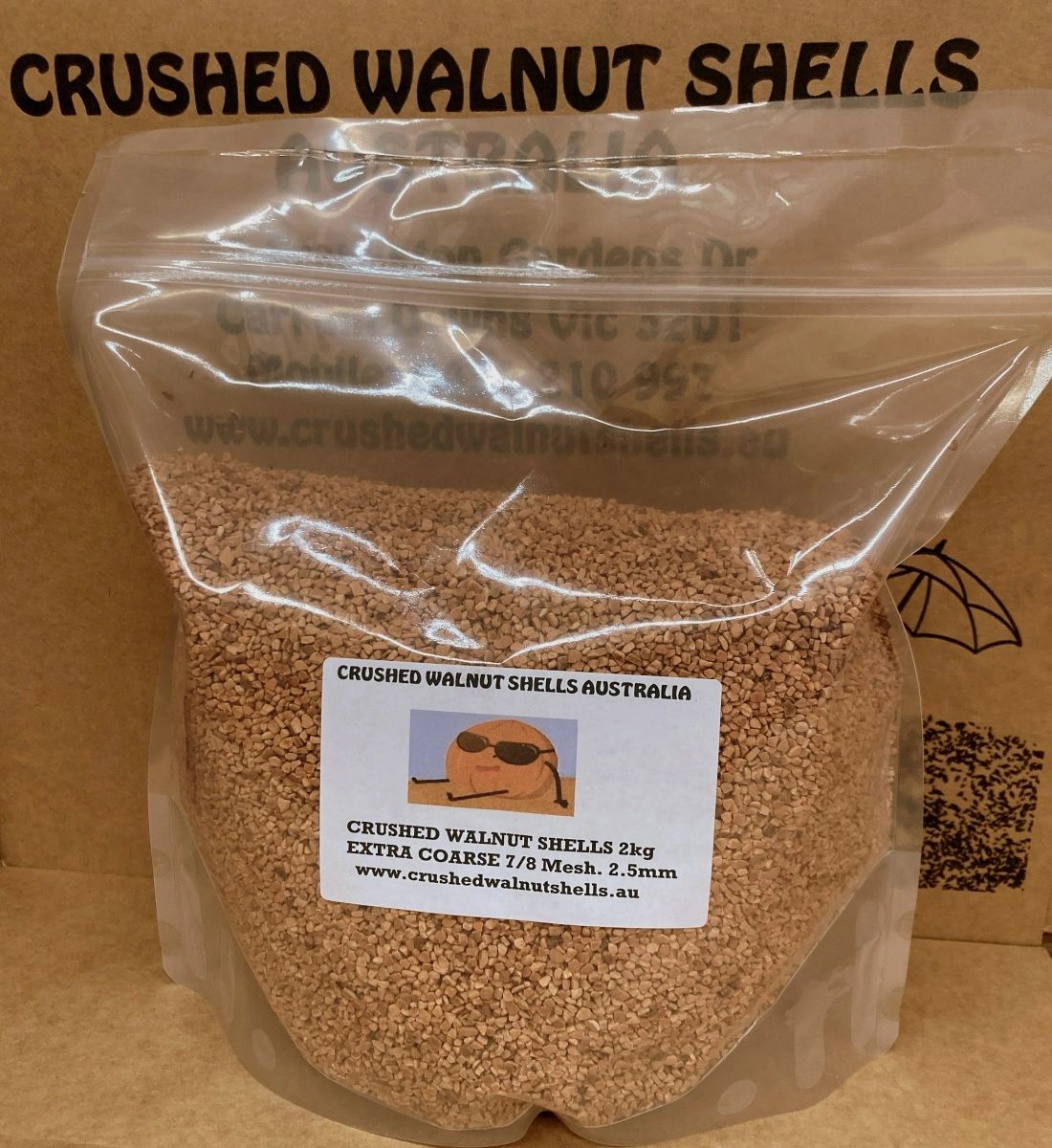 2kg 20 Extra Coarse 7/8 mesh 2.5mm Crushed Walnut Shells for